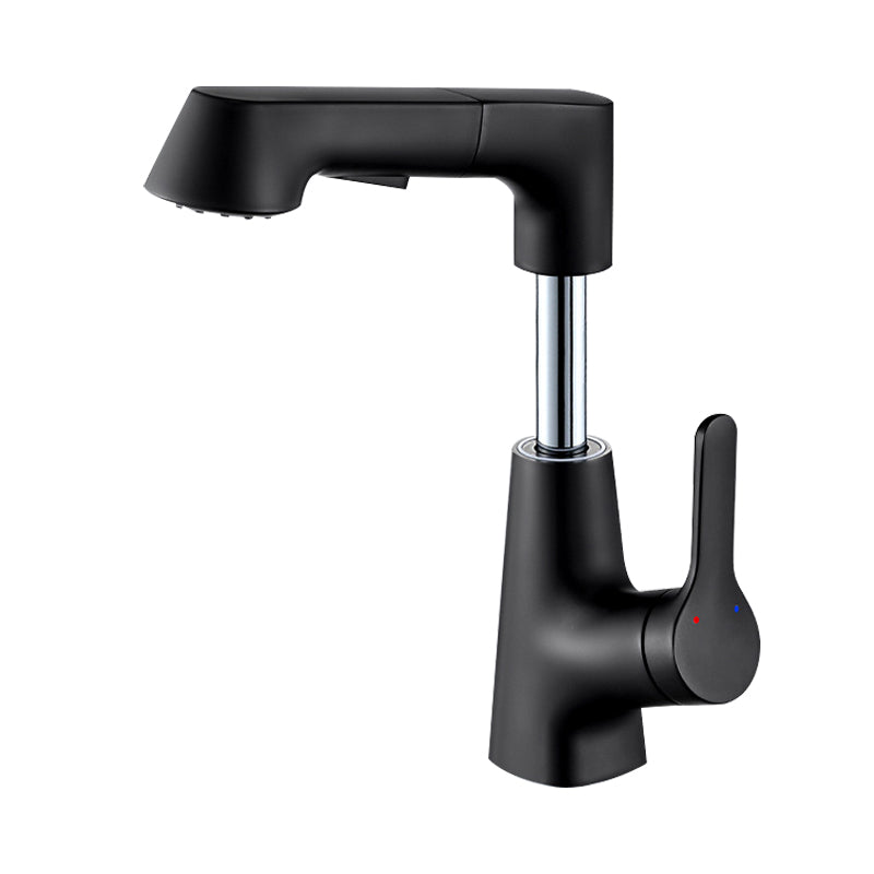 Contemporary Sink Faucet Plian Low Arc Brass Centerset Lavatory Faucet Black Clearhalo 'Bathroom Remodel & Bathroom Fixtures' 'Bathroom Sink Faucets' 'Bathroom Sinks & Faucet Components' 'bathroom_sink_faucets' 'Home Improvement' 'home_improvement' 'home_improvement_bathroom_sink_faucets' 6680871