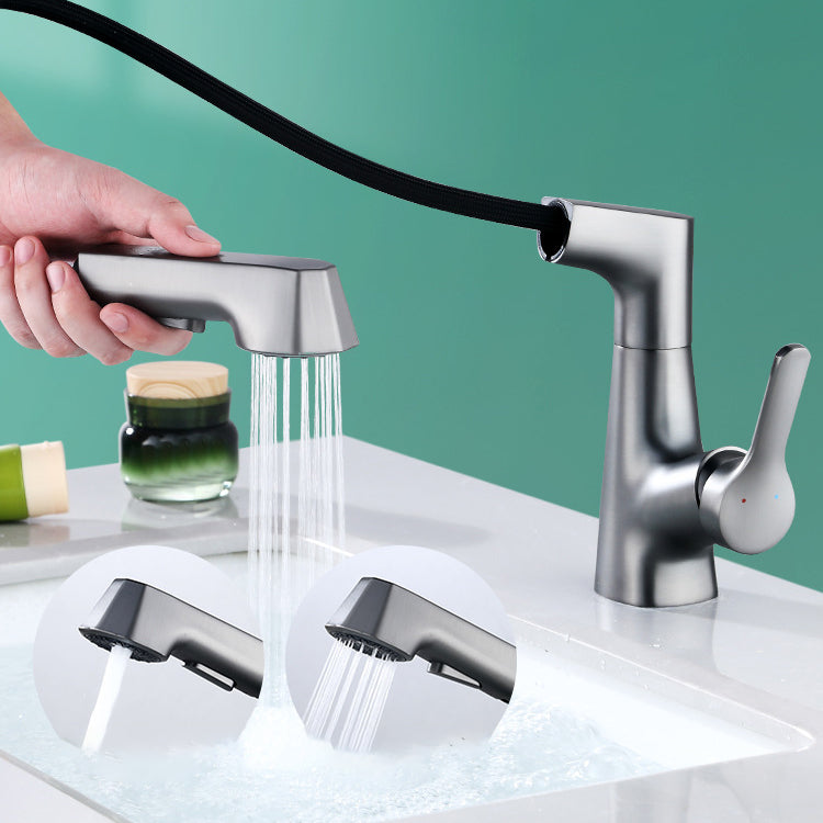 Contemporary Sink Faucet Plian Low Arc Brass Centerset Lavatory Faucet Clearhalo 'Bathroom Remodel & Bathroom Fixtures' 'Bathroom Sink Faucets' 'Bathroom Sinks & Faucet Components' 'bathroom_sink_faucets' 'Home Improvement' 'home_improvement' 'home_improvement_bathroom_sink_faucets' 6680875