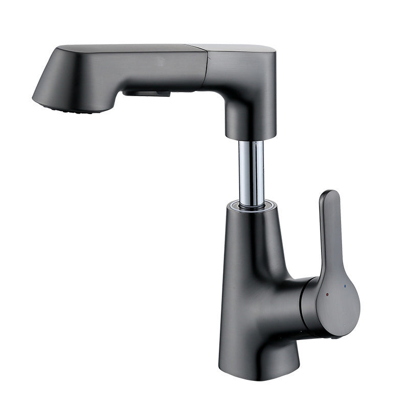 Contemporary Sink Faucet Plian Low Arc Brass Centerset Lavatory Faucet Clearhalo 'Bathroom Remodel & Bathroom Fixtures' 'Bathroom Sink Faucets' 'Bathroom Sinks & Faucet Components' 'bathroom_sink_faucets' 'Home Improvement' 'home_improvement' 'home_improvement_bathroom_sink_faucets' 6680877