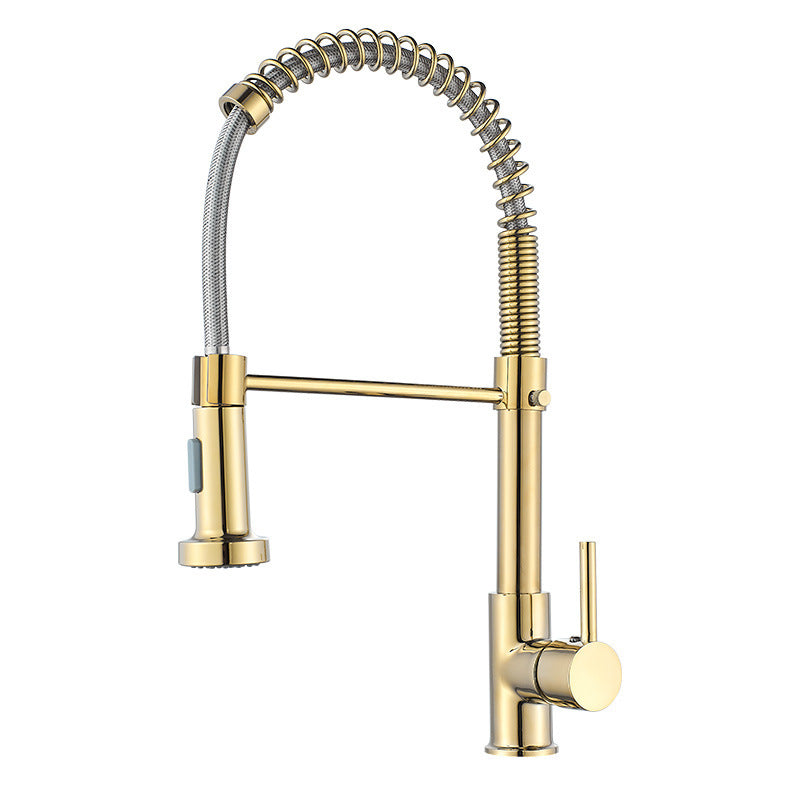 Contemporary Kitchen Faucet Copper Single Handle High Arc Spring Spout Kitchen Faucet Clearhalo 'Home Improvement' 'home_improvement' 'home_improvement_kitchen_faucets' 'Kitchen Faucets' 'Kitchen Remodel & Kitchen Fixtures' 'Kitchen Sinks & Faucet Components' 'kitchen_faucets' 6680892