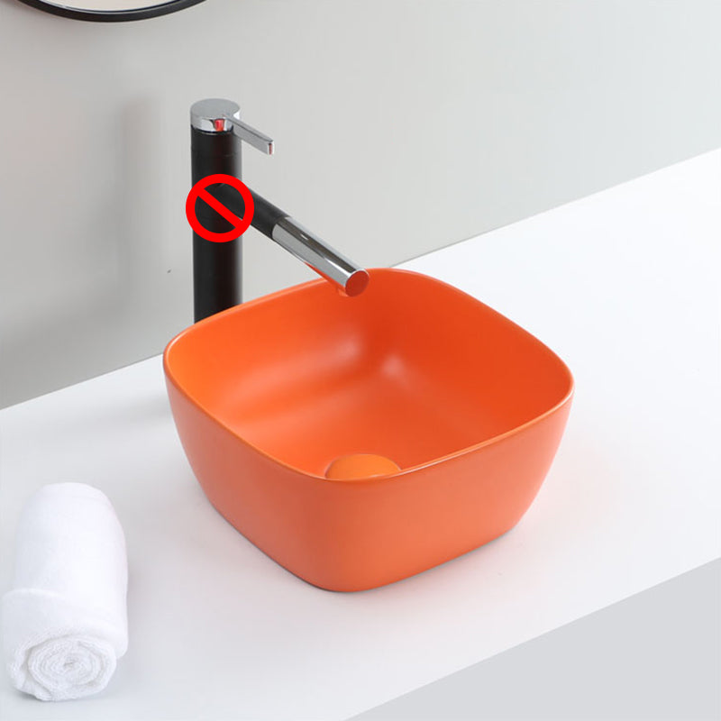 Classic Style Bathroom Sink Stainless Steel Bathroom Sink with Drain Strainer Kit Orange 13"L x 13"W x 6"H Sink Clearhalo 'Bathroom Remodel & Bathroom Fixtures' 'Bathroom Sinks & Faucet Components' 'Bathroom Sinks' 'bathroom_sink' 'Home Improvement' 'home_improvement' 'home_improvement_bathroom_sink' 6681381