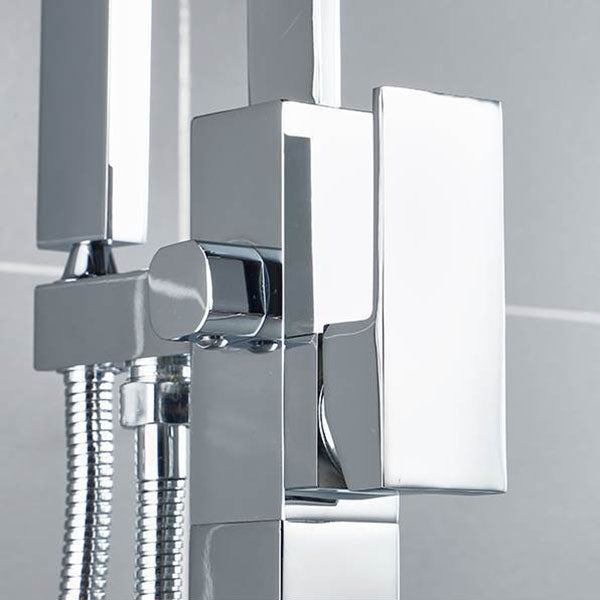 Contemporary Style Freestanding Bathtub Faucet Floor Mounted Freestanding Tub Filler Clearhalo 'Bathroom Remodel & Bathroom Fixtures' 'Bathtub Faucets' 'bathtub_faucets' 'Home Improvement' 'home_improvement' 'home_improvement_bathtub_faucets' 6681545