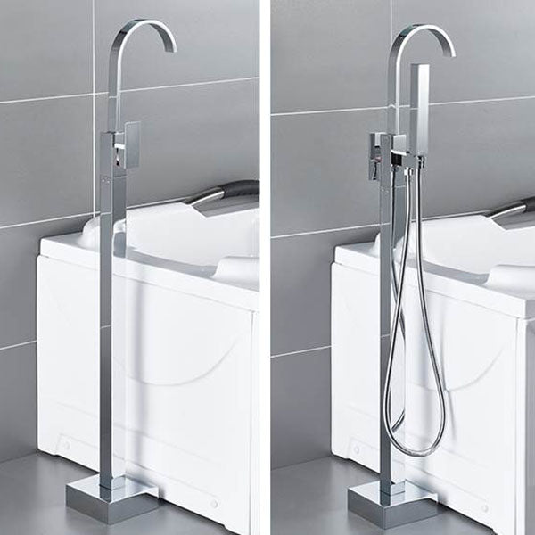 Contemporary Style Freestanding Bathtub Faucet Floor Mounted Freestanding Tub Filler Clearhalo 'Bathroom Remodel & Bathroom Fixtures' 'Bathtub Faucets' 'bathtub_faucets' 'Home Improvement' 'home_improvement' 'home_improvement_bathtub_faucets' 6681551