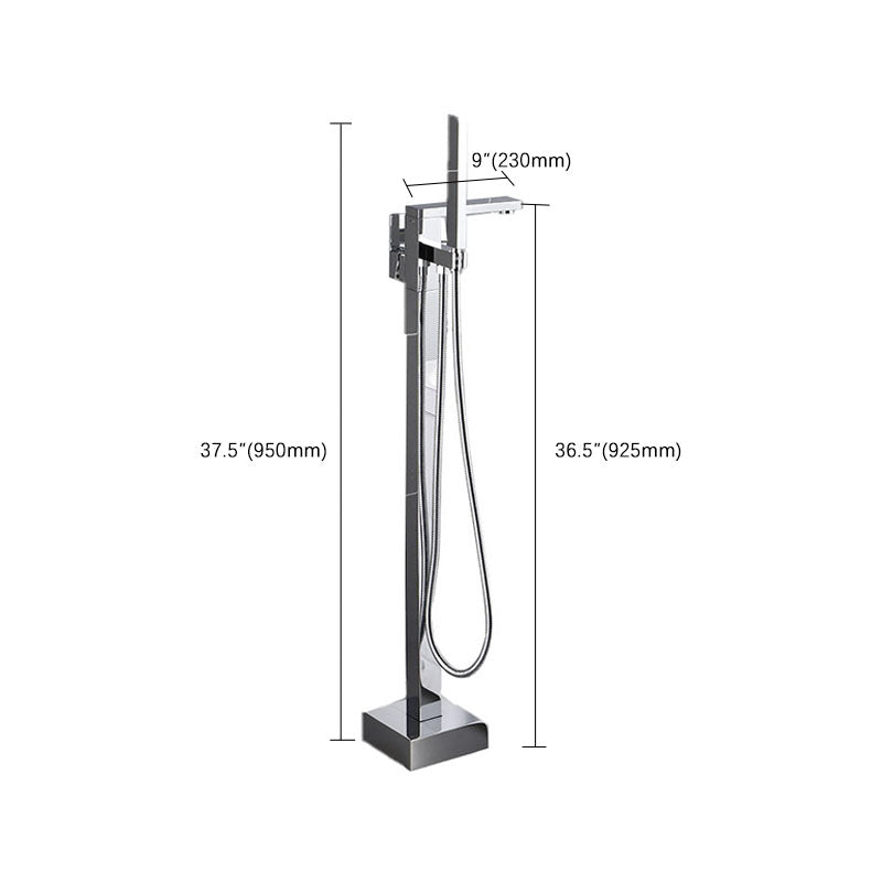 Floor Mounted Freestanding Tub Filler Modern Style Metal Freestanding Tub Filler Clearhalo 'Bathroom Remodel & Bathroom Fixtures' 'Bathtub Faucets' 'bathtub_faucets' 'Home Improvement' 'home_improvement' 'home_improvement_bathtub_faucets' 6681592