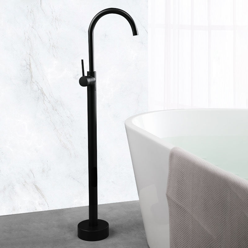 Contemporary Metal Freestanding Faucet Floor Mounted Freestanding Bathtub Faucet Black Hand Shower Not Included Ground Clearhalo 'Bathroom Remodel & Bathroom Fixtures' 'Bathtub Faucets' 'bathtub_faucets' 'Home Improvement' 'home_improvement' 'home_improvement_bathtub_faucets' 6681593