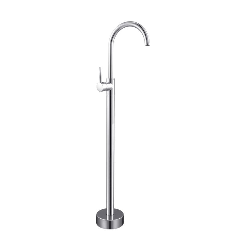 Contemporary Metal Freestanding Faucet Floor Mounted Freestanding Bathtub Faucet Chrome Hand Shower Not Included Ground Clearhalo 'Bathroom Remodel & Bathroom Fixtures' 'Bathtub Faucets' 'bathtub_faucets' 'Home Improvement' 'home_improvement' 'home_improvement_bathtub_faucets' 6681594