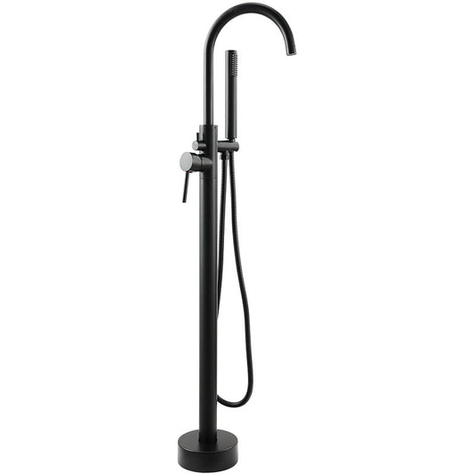 Contemporary Metal Freestanding Faucet Floor Mounted Freestanding Bathtub Faucet Clearhalo 'Bathroom Remodel & Bathroom Fixtures' 'Bathtub Faucets' 'bathtub_faucets' 'Home Improvement' 'home_improvement' 'home_improvement_bathtub_faucets' 6681601