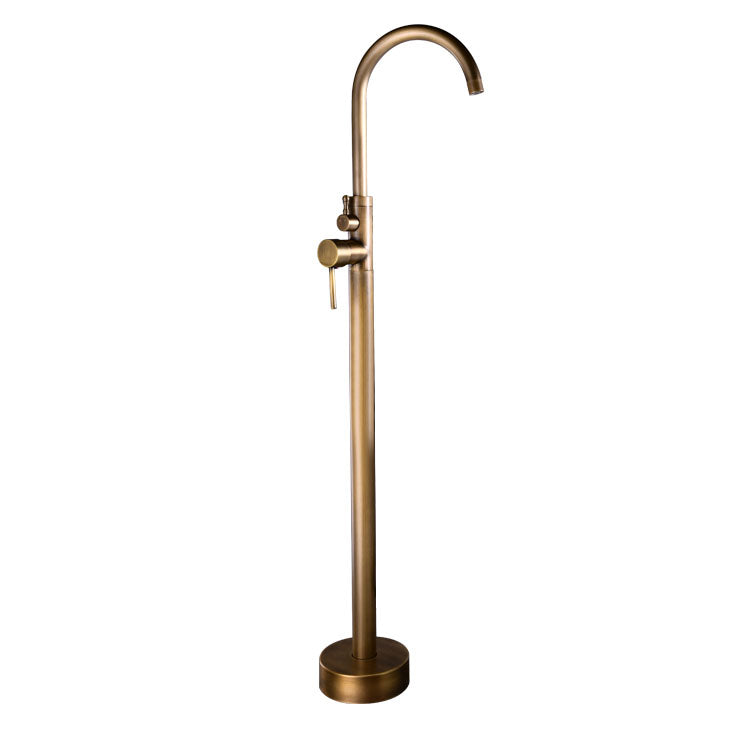 Contemporary Metal Freestanding Faucet Floor Mounted Freestanding Bathtub Faucet Bronze Hand Shower Not Included Wall Clearhalo 'Bathroom Remodel & Bathroom Fixtures' 'Bathtub Faucets' 'bathtub_faucets' 'Home Improvement' 'home_improvement' 'home_improvement_bathtub_faucets' 6681620