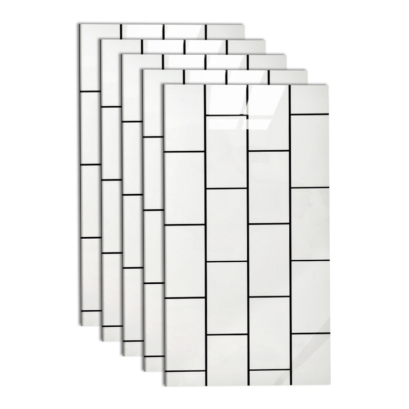 PVC Peel and Stick Tile 12" x 23" Rectangle Grid Waterproof Peel and Stick Tiles 10 Pack White-Black Clearhalo 'Flooring 'Home Improvement' 'home_improvement' 'home_improvement_peel_stick_blacksplash' 'Peel & Stick Backsplash Tile' 'peel_stick_blacksplash' 'Walls & Ceilings' Walls and Ceiling' 6681749