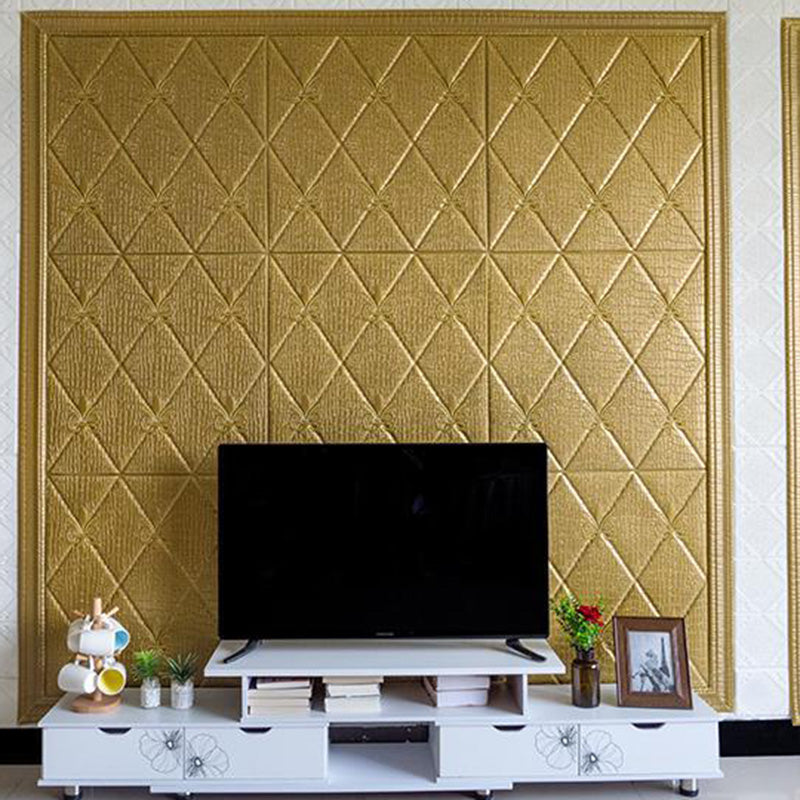Industrial Wall Plank 3D Print Bathroom Living Room Wall Panels Set of 50 Gold 150-Piece Set 3D Embossed Clearhalo 'Flooring 'Home Improvement' 'home_improvement' 'home_improvement_wall_paneling' 'Wall Paneling' 'wall_paneling' 'Walls & Ceilings' Walls and Ceiling' 6681939