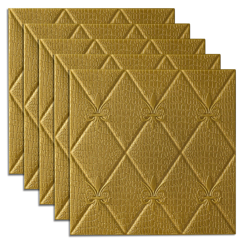 Industrial Wall Plank 3D Print Bathroom Living Room Wall Panels Set of 50 Gold 3D Embossed Clearhalo 'Flooring 'Home Improvement' 'home_improvement' 'home_improvement_wall_paneling' 'Wall Paneling' 'wall_paneling' 'Walls & Ceilings' Walls and Ceiling' 6681940