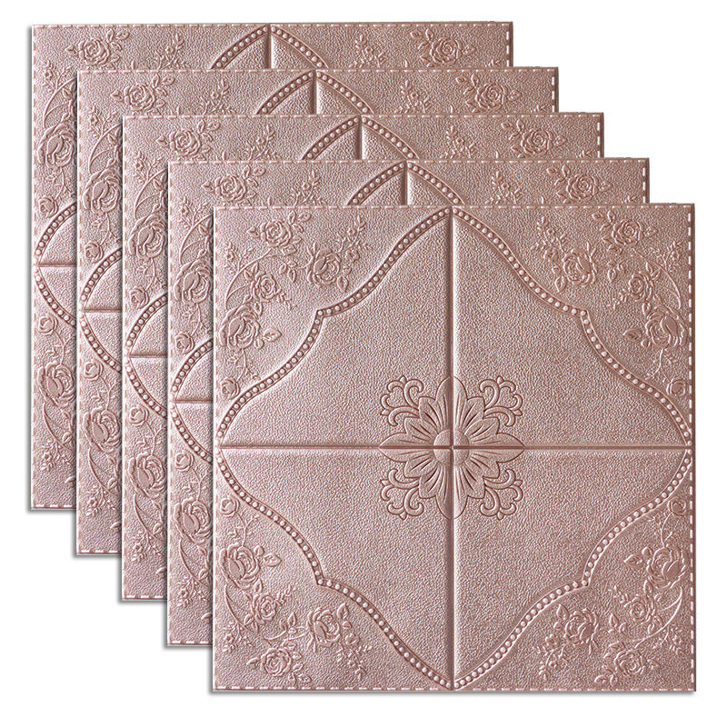 Industrial Wall Plank 3D Print Bathroom Living Room Wall Panels Set of 50 Rose Gold Embossed Clearhalo 'Flooring 'Home Improvement' 'home_improvement' 'home_improvement_wall_paneling' 'Wall Paneling' 'wall_paneling' 'Walls & Ceilings' Walls and Ceiling' 6681950