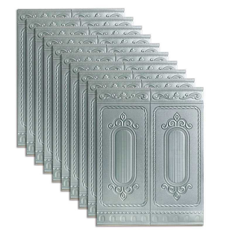 Glam Style Wall Paneling Living Room Peel and Stick 3D Embossing Waterproof Wall Paneling Silver Gray 3D Embossed Clearhalo 'Flooring 'Home Improvement' 'home_improvement' 'home_improvement_wall_paneling' 'Wall Paneling' 'wall_paneling' 'Walls & Ceilings' Walls and Ceiling' 6681971