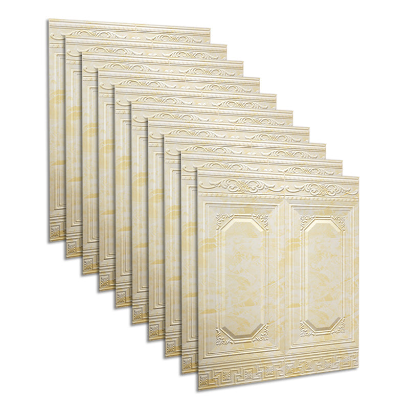 Glam Style Wall Paneling Living Room Peel and Stick 3D Embossing Waterproof Wall Paneling Light Yellow Grey Texture Clearhalo 'Flooring 'Home Improvement' 'home_improvement' 'home_improvement_wall_paneling' 'Wall Paneling' 'wall_paneling' 'Walls & Ceilings' Walls and Ceiling' 6681993