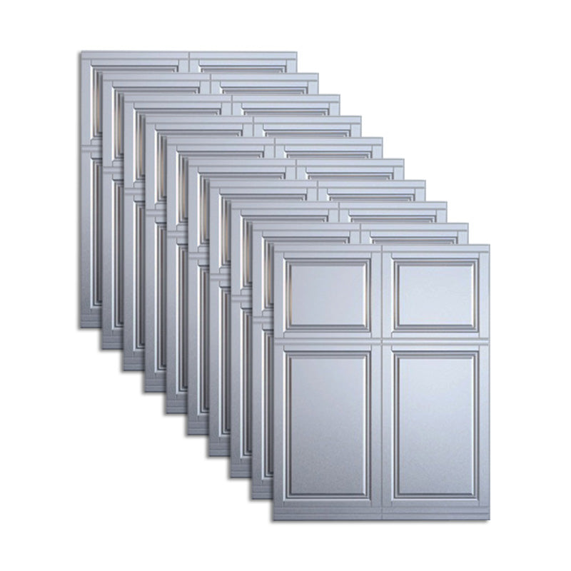 Glam Style Wall Paneling Living Room Peel and Stick 3D Embossing Waterproof Wall Paneling Silver Gray Checkered Texture Clearhalo 'Flooring 'Home Improvement' 'home_improvement' 'home_improvement_wall_paneling' 'Wall Paneling' 'wall_paneling' 'Walls & Ceilings' Walls and Ceiling' 6682000