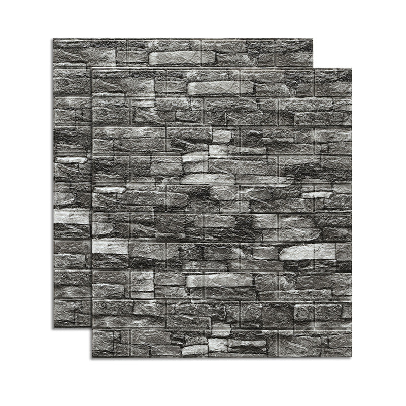 Farmhouse Wall Plank 3D Brick Bathroom Living Room Wall Panels Set of 2 Black 0.12" Clearhalo 'Flooring 'Home Improvement' 'home_improvement' 'home_improvement_wall_paneling' 'Wall Paneling' 'wall_paneling' 'Walls & Ceilings' Walls and Ceiling' 6682023