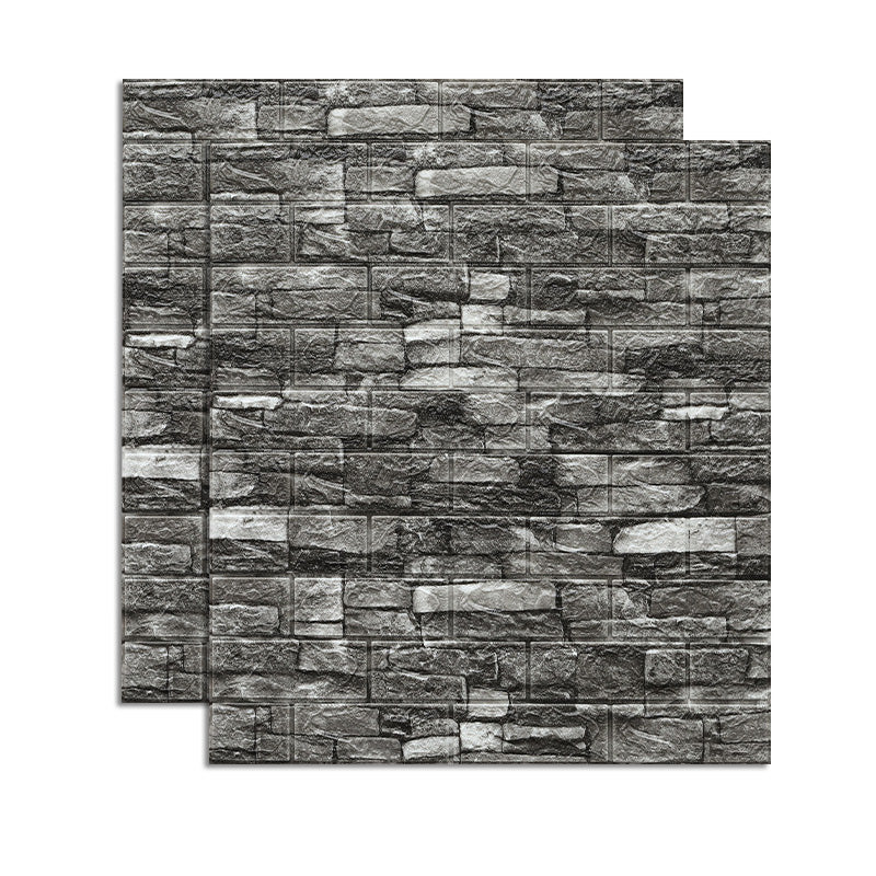 Farmhouse Wall Plank 3D Brick Bathroom Living Room Wall Panels Set of 2 Black 0.18"H Clearhalo 'Flooring 'Home Improvement' 'home_improvement' 'home_improvement_wall_paneling' 'Wall Paneling' 'wall_paneling' 'Walls & Ceilings' Walls and Ceiling' 6682025