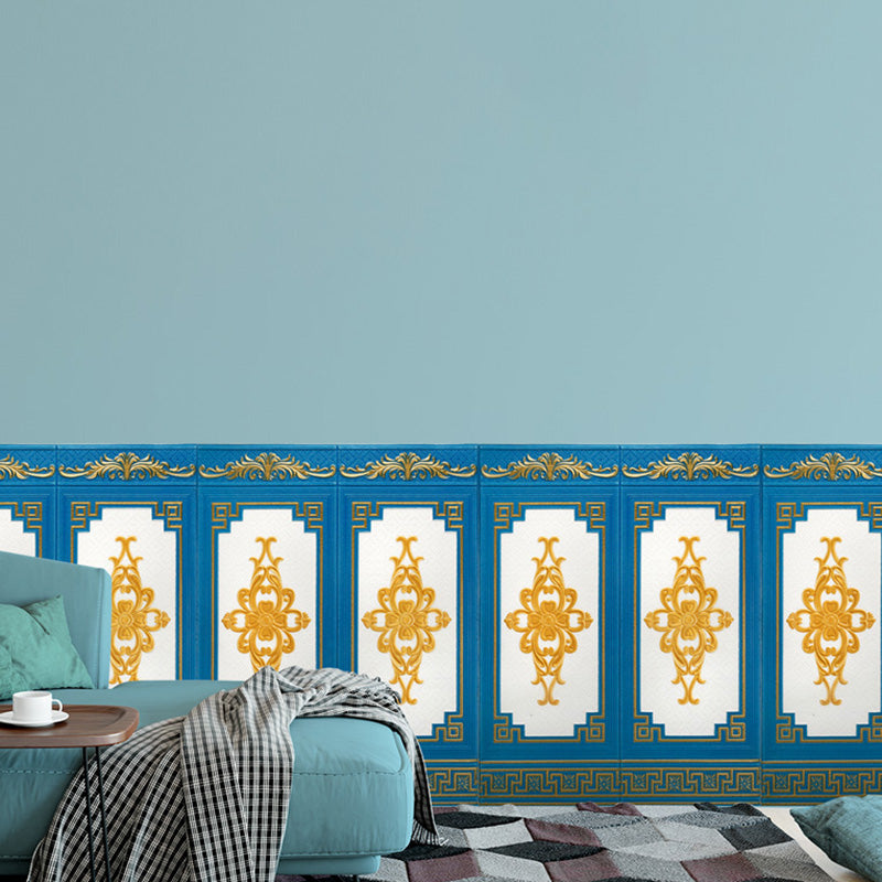 Glam Style Wall Panel Living Room 3D Embossed Waterproof Wall Paneling Dark Blue 100-Piece Set Clearhalo 'Flooring 'Home Improvement' 'home_improvement' 'home_improvement_wall_paneling' 'Wall Paneling' 'wall_paneling' 'Walls & Ceilings' Walls and Ceiling' 6682038
