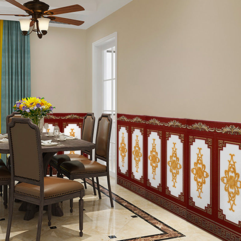 Glam Style Wall Panel Living Room 3D Embossed Waterproof Wall Paneling Red 100-Piece Set Clearhalo 'Flooring 'Home Improvement' 'home_improvement' 'home_improvement_wall_paneling' 'Wall Paneling' 'wall_paneling' 'Walls & Ceilings' Walls and Ceiling' 6682049