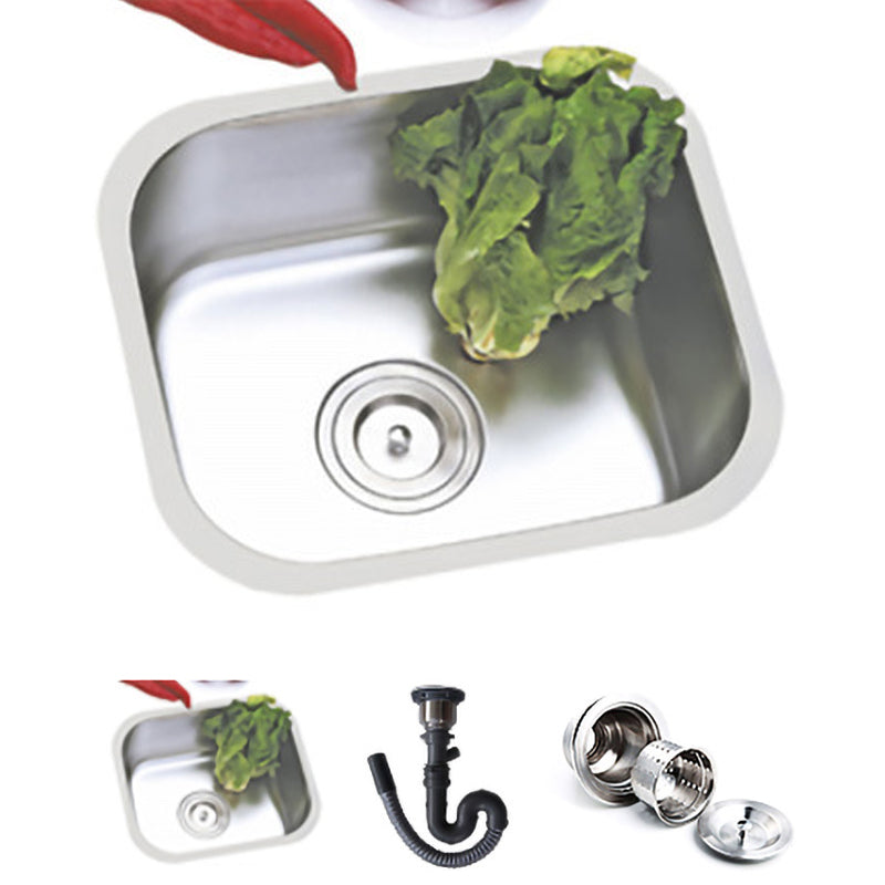 Modern Style Kitchen Sink Stainless Steel Kitchen Sink with Oval Shape 16"L x 14"W x 8"H Sink Only None Clearhalo 'Home Improvement' 'home_improvement' 'home_improvement_kitchen_sinks' 'Kitchen Remodel & Kitchen Fixtures' 'Kitchen Sinks & Faucet Components' 'Kitchen Sinks' 'kitchen_sinks' 6683556