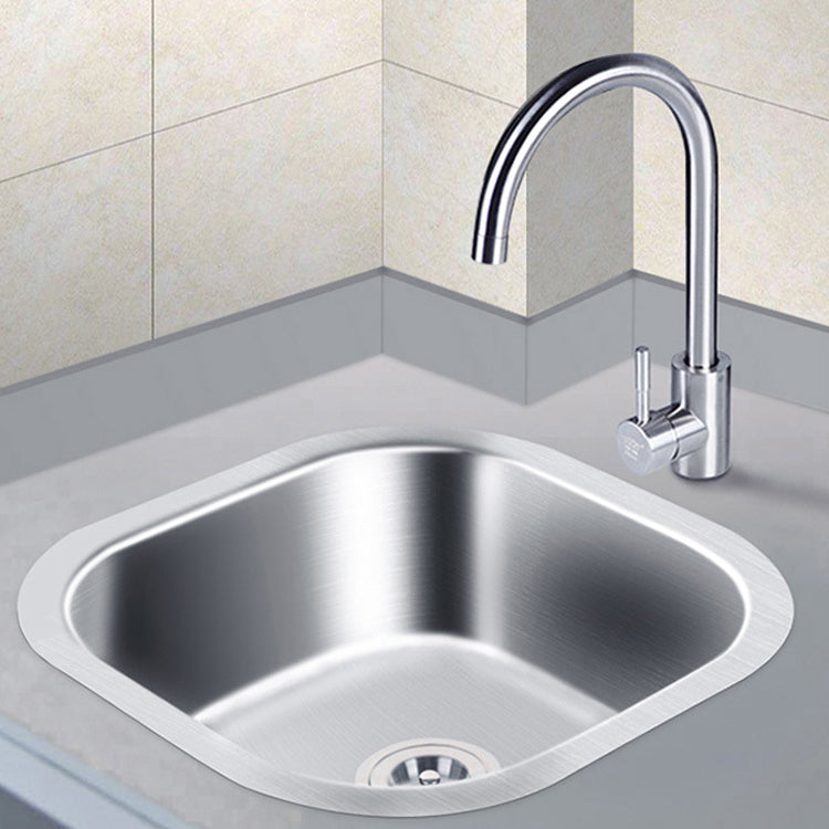 Modern Style Kitchen Sink Stainless Steel Kitchen Sink with Oval Shape 16.9"L x 15"W x 7.9"H Sink with Faucet Single Cooling Tap Clearhalo 'Home Improvement' 'home_improvement' 'home_improvement_kitchen_sinks' 'Kitchen Remodel & Kitchen Fixtures' 'Kitchen Sinks & Faucet Components' 'Kitchen Sinks' 'kitchen_sinks' 6683568