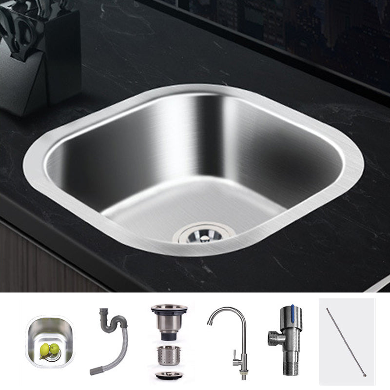 Modern Style Kitchen Sink Stainless Steel Kitchen Sink with Oval Shape 13"L x 11"W x 7"H Sink with Faucet Single Cooling Tap Clearhalo 'Home Improvement' 'home_improvement' 'home_improvement_kitchen_sinks' 'Kitchen Remodel & Kitchen Fixtures' 'Kitchen Sinks & Faucet Components' 'Kitchen Sinks' 'kitchen_sinks' 6683578