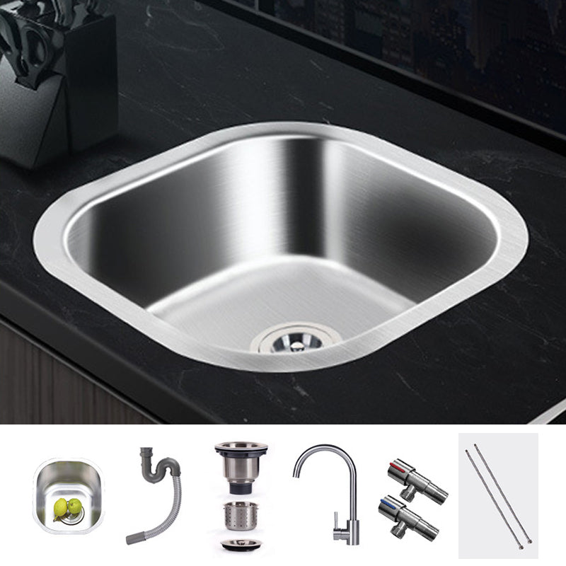 Modern Style Kitchen Sink Stainless Steel Kitchen Sink with Oval Shape 13"L x 11"W x 7"H Sink with Faucet Cold and Hot Tap Clearhalo 'Home Improvement' 'home_improvement' 'home_improvement_kitchen_sinks' 'Kitchen Remodel & Kitchen Fixtures' 'Kitchen Sinks & Faucet Components' 'Kitchen Sinks' 'kitchen_sinks' 6683579