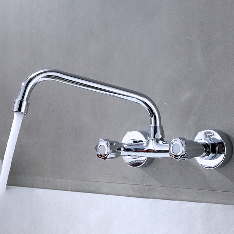 Modern Bridge Faucet Brass Knob Handle Swivel Spout Wall Mounted Pot Filler Faucet Brass Low Radian Clearhalo 'Home Improvement' 'home_improvement' 'home_improvement_kitchen_faucets' 'Kitchen Faucets' 'Kitchen Remodel & Kitchen Fixtures' 'Kitchen Sinks & Faucet Components' 'kitchen_faucets' 6683790