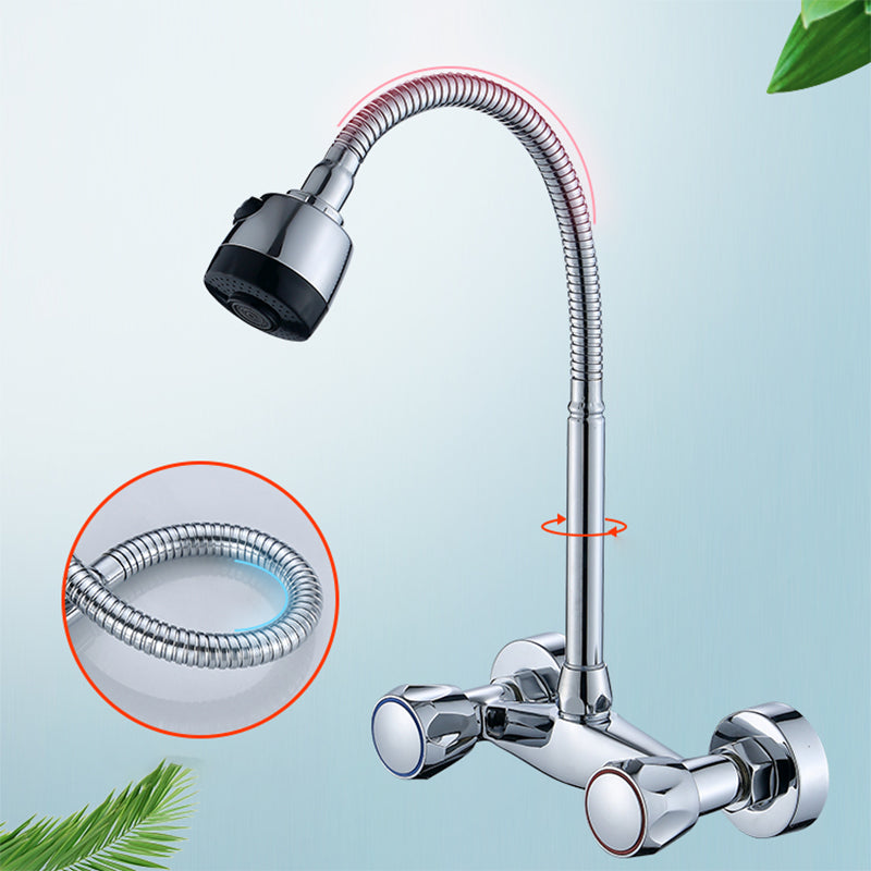 Modern Bridge Faucet Brass Knob Handle Swivel Spout Wall Mounted Pot Filler Faucet Clearhalo 'Home Improvement' 'home_improvement' 'home_improvement_kitchen_faucets' 'Kitchen Faucets' 'Kitchen Remodel & Kitchen Fixtures' 'Kitchen Sinks & Faucet Components' 'kitchen_faucets' 6683793