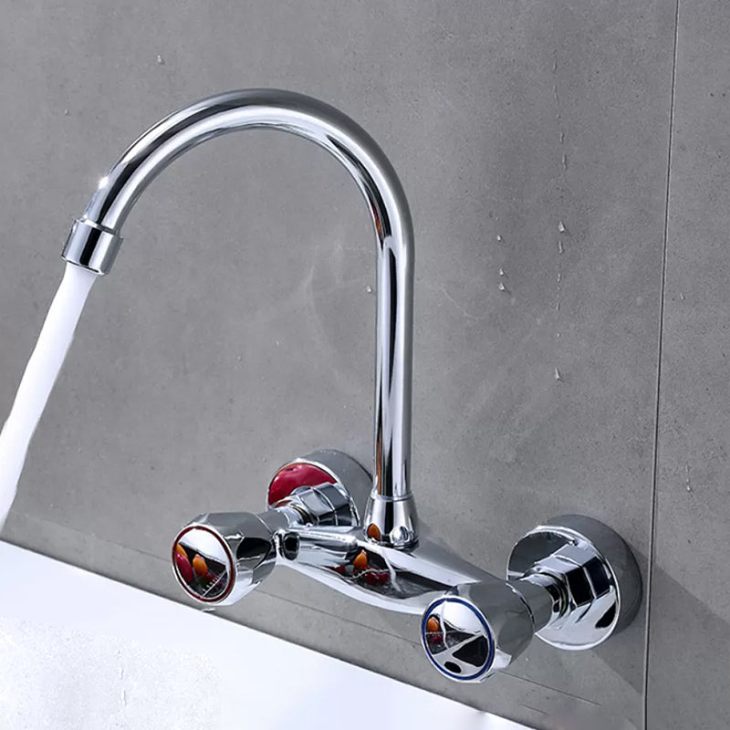 Modern Bridge Faucet Brass Knob Handle Swivel Spout Wall Mounted Pot Filler Faucet Thickened Brass Gooseneck Clearhalo 'Home Improvement' 'home_improvement' 'home_improvement_kitchen_faucets' 'Kitchen Faucets' 'Kitchen Remodel & Kitchen Fixtures' 'Kitchen Sinks & Faucet Components' 'kitchen_faucets' 6683794