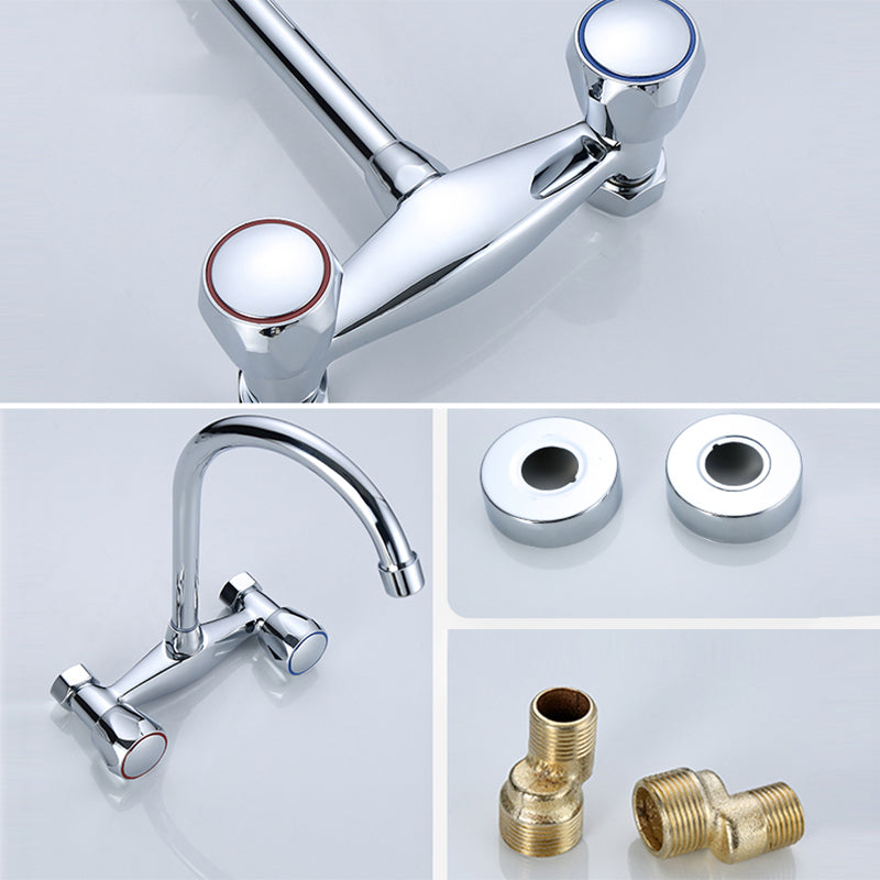 Modern Bridge Faucet Brass Knob Handle Swivel Spout Wall Mounted Pot Filler Faucet Clearhalo 'Home Improvement' 'home_improvement' 'home_improvement_kitchen_faucets' 'Kitchen Faucets' 'Kitchen Remodel & Kitchen Fixtures' 'Kitchen Sinks & Faucet Components' 'kitchen_faucets' 6683798