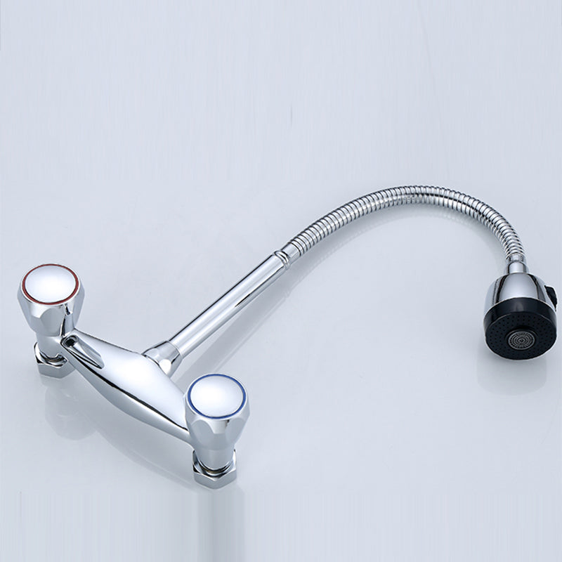 Modern Bridge Faucet Brass Knob Handle Swivel Spout Wall Mounted Pot Filler Faucet Clearhalo 'Home Improvement' 'home_improvement' 'home_improvement_kitchen_faucets' 'Kitchen Faucets' 'Kitchen Remodel & Kitchen Fixtures' 'Kitchen Sinks & Faucet Components' 'kitchen_faucets' 6683799