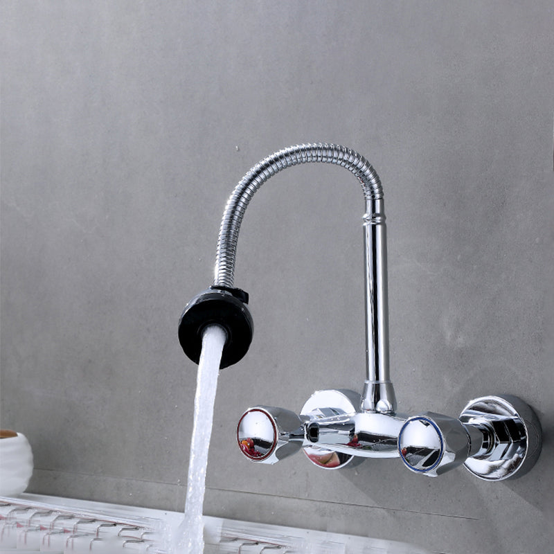 Modern Bridge Faucet Brass Knob Handle Swivel Spout Wall Mounted Pot Filler Faucet Clearhalo 'Home Improvement' 'home_improvement' 'home_improvement_kitchen_faucets' 'Kitchen Faucets' 'Kitchen Remodel & Kitchen Fixtures' 'Kitchen Sinks & Faucet Components' 'kitchen_faucets' 6683803