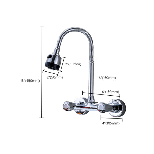 Modern Bridge Faucet Brass Knob Handle Swivel Spout Wall Mounted Pot Filler Faucet Clearhalo 'Home Improvement' 'home_improvement' 'home_improvement_kitchen_faucets' 'Kitchen Faucets' 'Kitchen Remodel & Kitchen Fixtures' 'Kitchen Sinks & Faucet Components' 'kitchen_faucets' 6683808