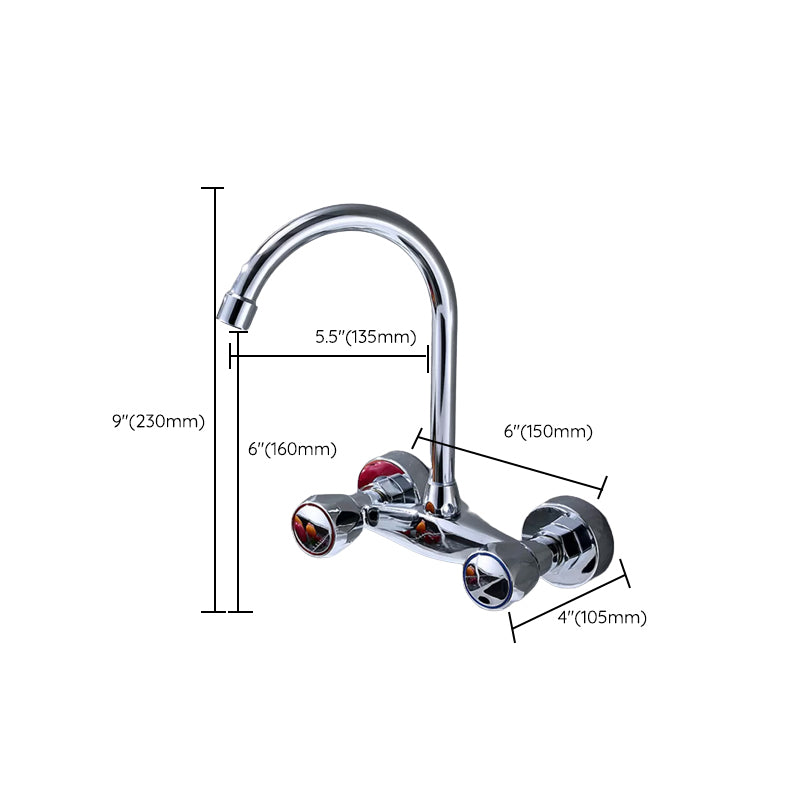 Modern Bridge Faucet Brass Knob Handle Swivel Spout Wall Mounted Pot Filler Faucet Clearhalo 'Home Improvement' 'home_improvement' 'home_improvement_kitchen_faucets' 'Kitchen Faucets' 'Kitchen Remodel & Kitchen Fixtures' 'Kitchen Sinks & Faucet Components' 'kitchen_faucets' 6683809