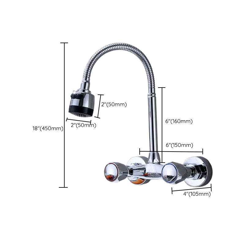 Modern Bridge Faucet Brass Knob Handle Swivel Spout Wall Mounted Pot Filler Faucet Clearhalo 'Home Improvement' 'home_improvement' 'home_improvement_kitchen_faucets' 'Kitchen Faucets' 'Kitchen Remodel & Kitchen Fixtures' 'Kitchen Sinks & Faucet Components' 'kitchen_faucets' 6683811