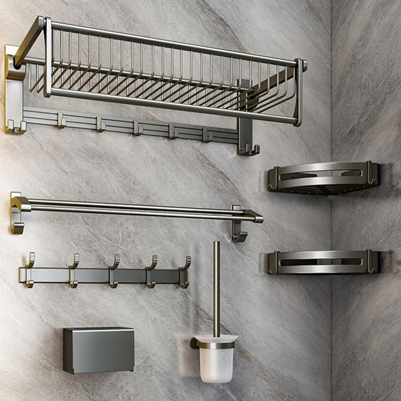 Modern Grey Bathroom Set Paper Holder Bath Shelf Bathroom Hardware Set Clearhalo 'Bathroom Hardware Sets' 'Bathroom Hardware' 'Bathroom Remodel & Bathroom Fixtures' 'bathroom_hardware_sets' 'Home Improvement' 'home_improvement' 'home_improvement_bathroom_hardware_sets' 6688407