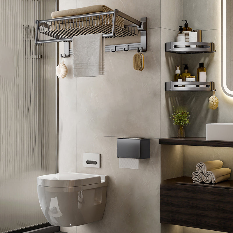 Modern Grey Bathroom Set Paper Holder Bath Shelf Bathroom Hardware Set 4-Piece Set (Toilet Paper Holder) Clearhalo 'Bathroom Hardware Sets' 'Bathroom Hardware' 'Bathroom Remodel & Bathroom Fixtures' 'bathroom_hardware_sets' 'Home Improvement' 'home_improvement' 'home_improvement_bathroom_hardware_sets' 6688415