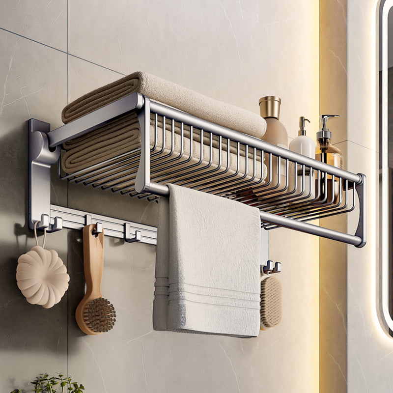 Modern Grey Bathroom Set Paper Holder Bath Shelf Bathroom Hardware Set Clearhalo 'Bathroom Hardware Sets' 'Bathroom Hardware' 'Bathroom Remodel & Bathroom Fixtures' 'bathroom_hardware_sets' 'Home Improvement' 'home_improvement' 'home_improvement_bathroom_hardware_sets' 6688419