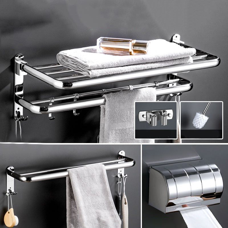 Modern Bathroom Accessory Kit Stainless Steel Towel Bar Bath Shelf Bathroom Set 5-Piece Set (Double Rods) Clearhalo 'Bathroom Hardware Sets' 'Bathroom Hardware' 'Bathroom Remodel & Bathroom Fixtures' 'bathroom_hardware_sets' 'Home Improvement' 'home_improvement' 'home_improvement_bathroom_hardware_sets' 6688438