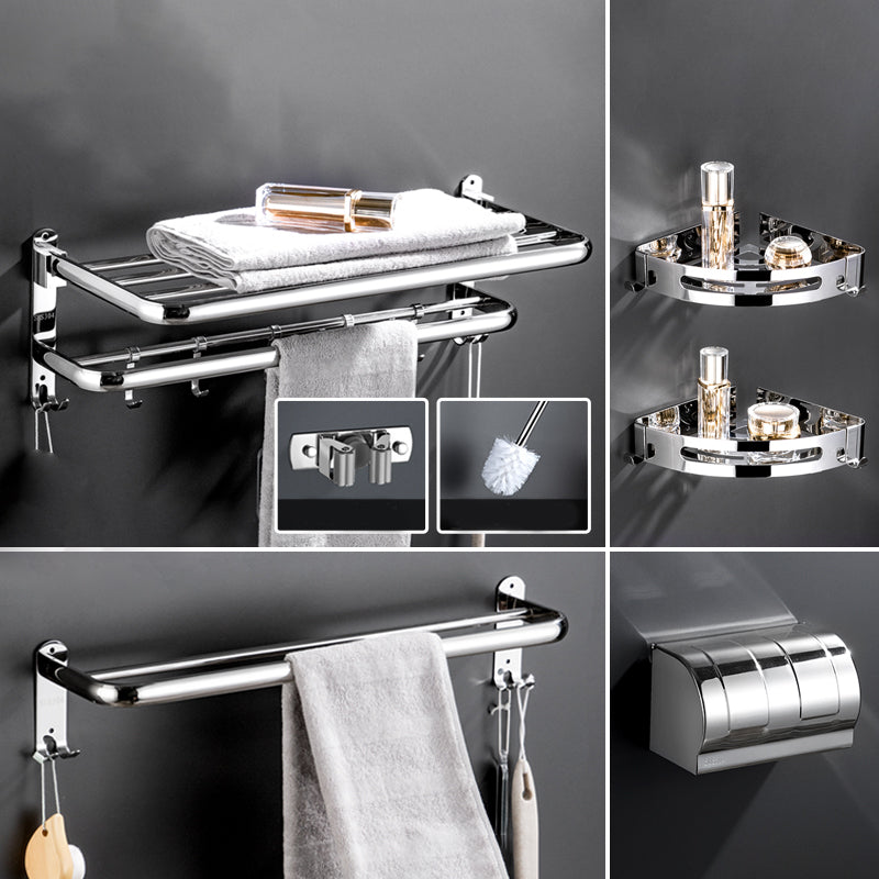 Modern Bathroom Accessory Kit Stainless Steel Towel Bar Bath Shelf Bathroom Set 7-Piece Set (Double Rods) Clearhalo 'Bathroom Hardware Sets' 'Bathroom Hardware' 'Bathroom Remodel & Bathroom Fixtures' 'bathroom_hardware_sets' 'Home Improvement' 'home_improvement' 'home_improvement_bathroom_hardware_sets' 6688440