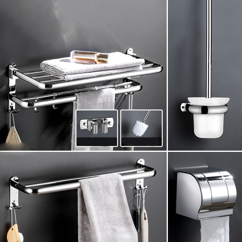 Modern Bathroom Accessory Kit Stainless Steel Towel Bar Bath Shelf Bathroom Set 6-Piece Set (Double Rods) Clearhalo 'Bathroom Hardware Sets' 'Bathroom Hardware' 'Bathroom Remodel & Bathroom Fixtures' 'bathroom_hardware_sets' 'Home Improvement' 'home_improvement' 'home_improvement_bathroom_hardware_sets' 6688442