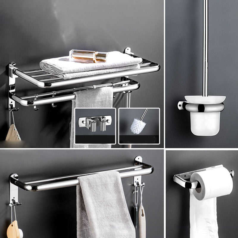 Modern Bathroom Accessory Kit Stainless Steel Towel Bar Bath Shelf Bathroom Set 6-Piece Set (Toilet Paper Holder) Clearhalo 'Bathroom Hardware Sets' 'Bathroom Hardware' 'Bathroom Remodel & Bathroom Fixtures' 'bathroom_hardware_sets' 'Home Improvement' 'home_improvement' 'home_improvement_bathroom_hardware_sets' 6688448