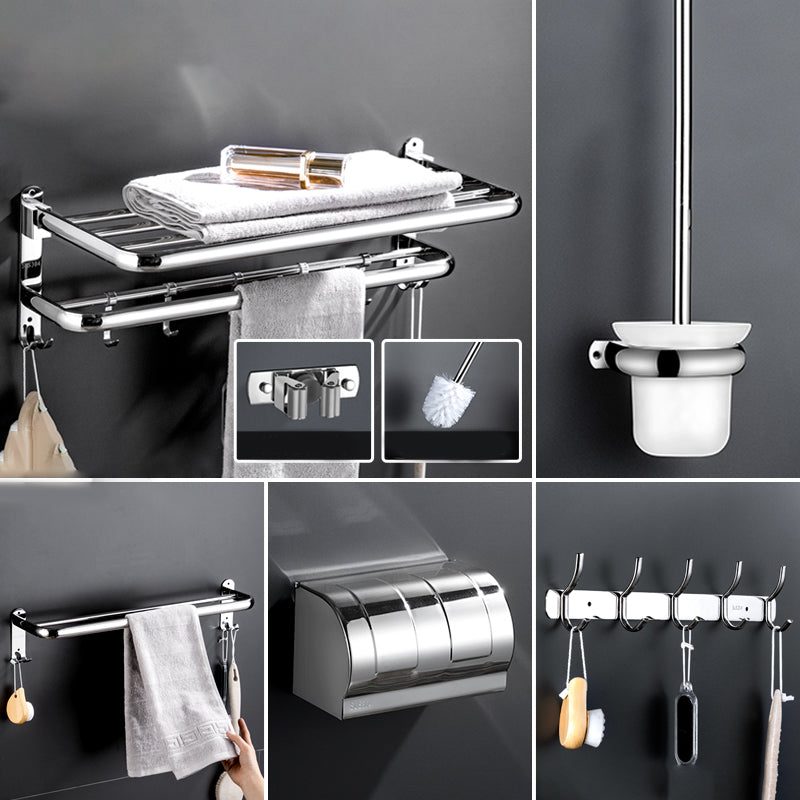 Modern Bathroom Accessory Kit Stainless Steel Towel Bar Bath Shelf Bathroom Set 7-Piece Set (Toilet Paper Holder) Clearhalo 'Bathroom Hardware Sets' 'Bathroom Hardware' 'Bathroom Remodel & Bathroom Fixtures' 'bathroom_hardware_sets' 'Home Improvement' 'home_improvement' 'home_improvement_bathroom_hardware_sets' 6688451