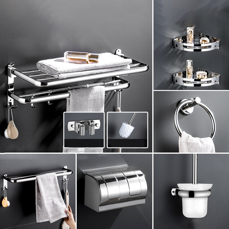 Modern Bathroom Accessory Kit Stainless Steel Towel Bar Bath Shelf Bathroom Set 9-Piece Set (Toilet Paper Holder) Clearhalo 'Bathroom Hardware Sets' 'Bathroom Hardware' 'Bathroom Remodel & Bathroom Fixtures' 'bathroom_hardware_sets' 'Home Improvement' 'home_improvement' 'home_improvement_bathroom_hardware_sets' 6688457