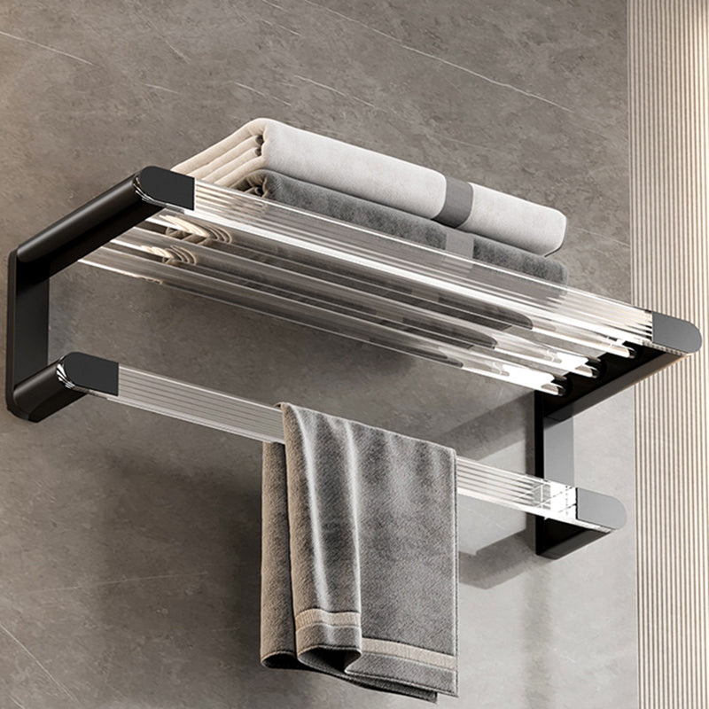 Black Finish Bathroom Set Metallic & Acrylic Bathroom Hardware Set in Stainless Aluminum Towel Rack Clearhalo 'Bathroom Hardware Sets' 'Bathroom Hardware' 'Bathroom Remodel & Bathroom Fixtures' 'bathroom_hardware_sets' 'Home Improvement' 'home_improvement' 'home_improvement_bathroom_hardware_sets' 6688481