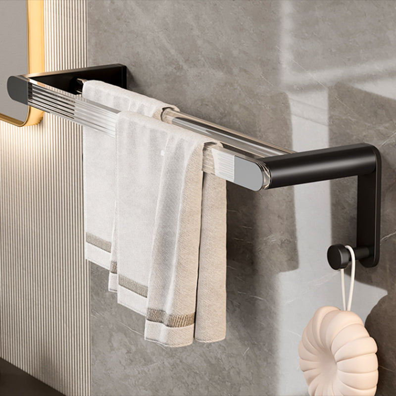 Black Finish Bathroom Set Metallic & Acrylic Bathroom Hardware Set in Stainless Aluminum Clearhalo 'Bathroom Hardware Sets' 'Bathroom Hardware' 'Bathroom Remodel & Bathroom Fixtures' 'bathroom_hardware_sets' 'Home Improvement' 'home_improvement' 'home_improvement_bathroom_hardware_sets' 6688482