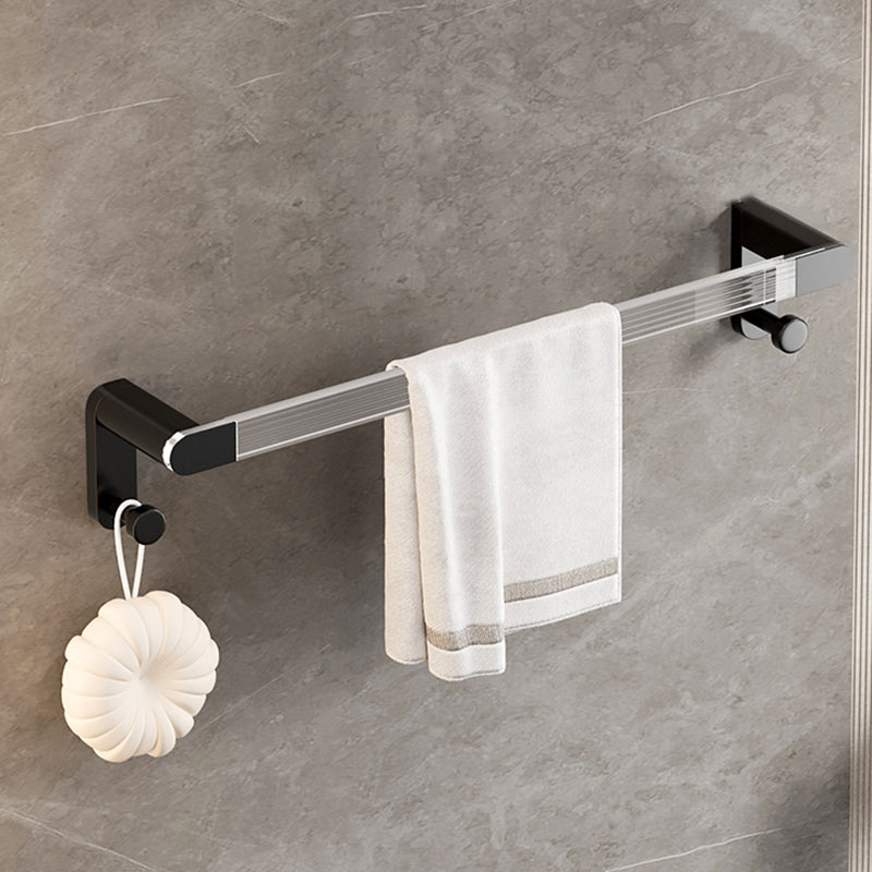 Black Finish Bathroom Set Metallic & Acrylic Bathroom Hardware Set in Stainless Aluminum Single Bar Towel Bar Clearhalo 'Bathroom Hardware Sets' 'Bathroom Hardware' 'Bathroom Remodel & Bathroom Fixtures' 'bathroom_hardware_sets' 'Home Improvement' 'home_improvement' 'home_improvement_bathroom_hardware_sets' 6688512