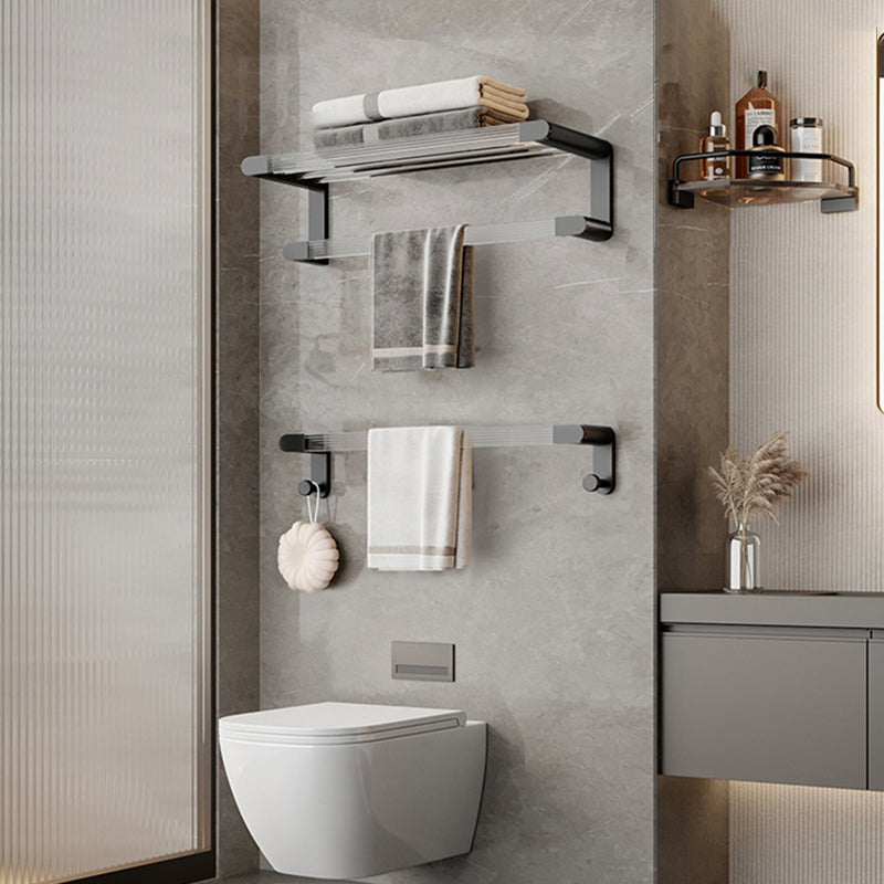 Black Finish Bathroom Set Metallic & Acrylic Bathroom Hardware Set in Stainless Aluminum Towel Rack &Triangle Bathroom Shelf& Towel Bar Clearhalo 'Bathroom Hardware Sets' 'Bathroom Hardware' 'Bathroom Remodel & Bathroom Fixtures' 'bathroom_hardware_sets' 'Home Improvement' 'home_improvement' 'home_improvement_bathroom_hardware_sets' 6688514