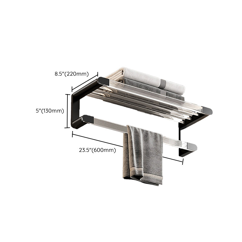 Black Finish Bathroom Set Metallic & Acrylic Bathroom Hardware Set in Stainless Aluminum Clearhalo 'Bathroom Hardware Sets' 'Bathroom Hardware' 'Bathroom Remodel & Bathroom Fixtures' 'bathroom_hardware_sets' 'Home Improvement' 'home_improvement' 'home_improvement_bathroom_hardware_sets' 6688517